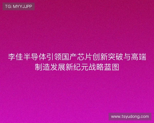 李佳半导体引领国产芯片创新突破与高端制造发展新纪元战略蓝图